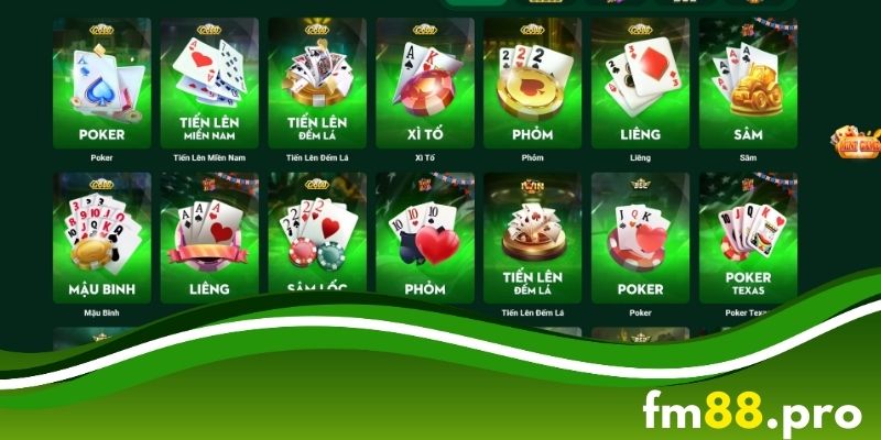 Các trò chơi slot và game bài FM88